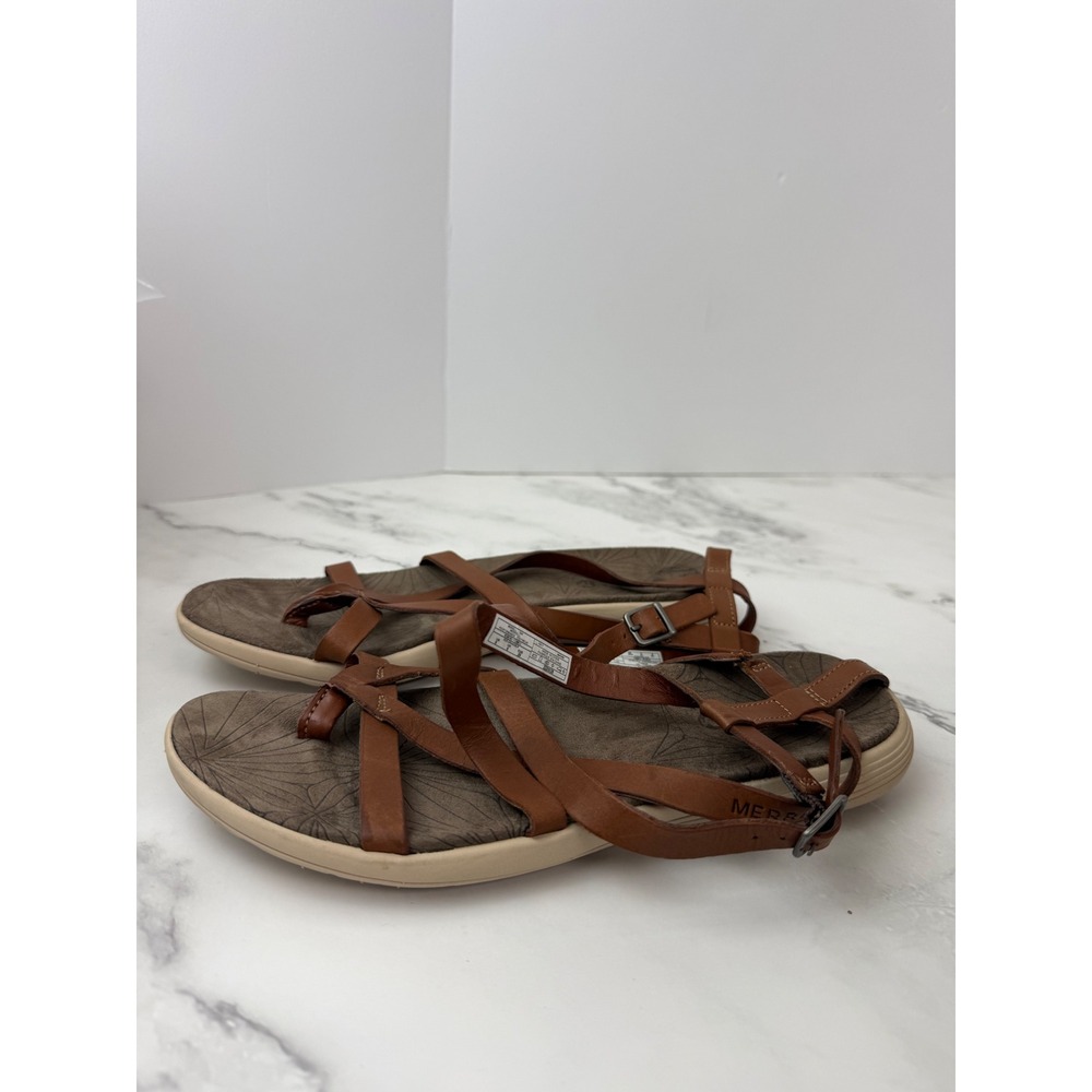 Merrell Womens Duskair Seaway Thing Leather Sandal Brown Sz 8